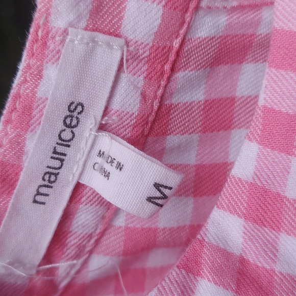 Maurices Checker Keyhole Front Button Down Back Long Sleeve Blouse Top Sz M - Picture 8 of 9